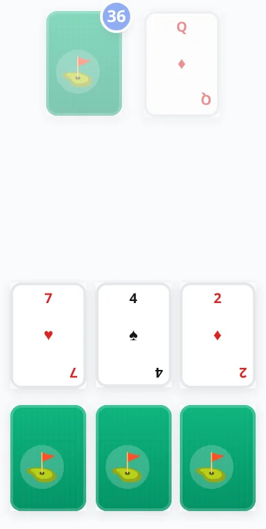 After turn 2: Four of spades replaced the queen of diamonds