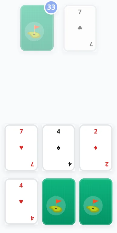 After turn 4: Four of hearts in the bottom-left slot