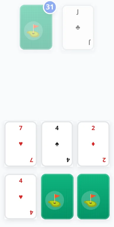 After turn 5: Jack of clubs discarded; grid unchanged from turn 4